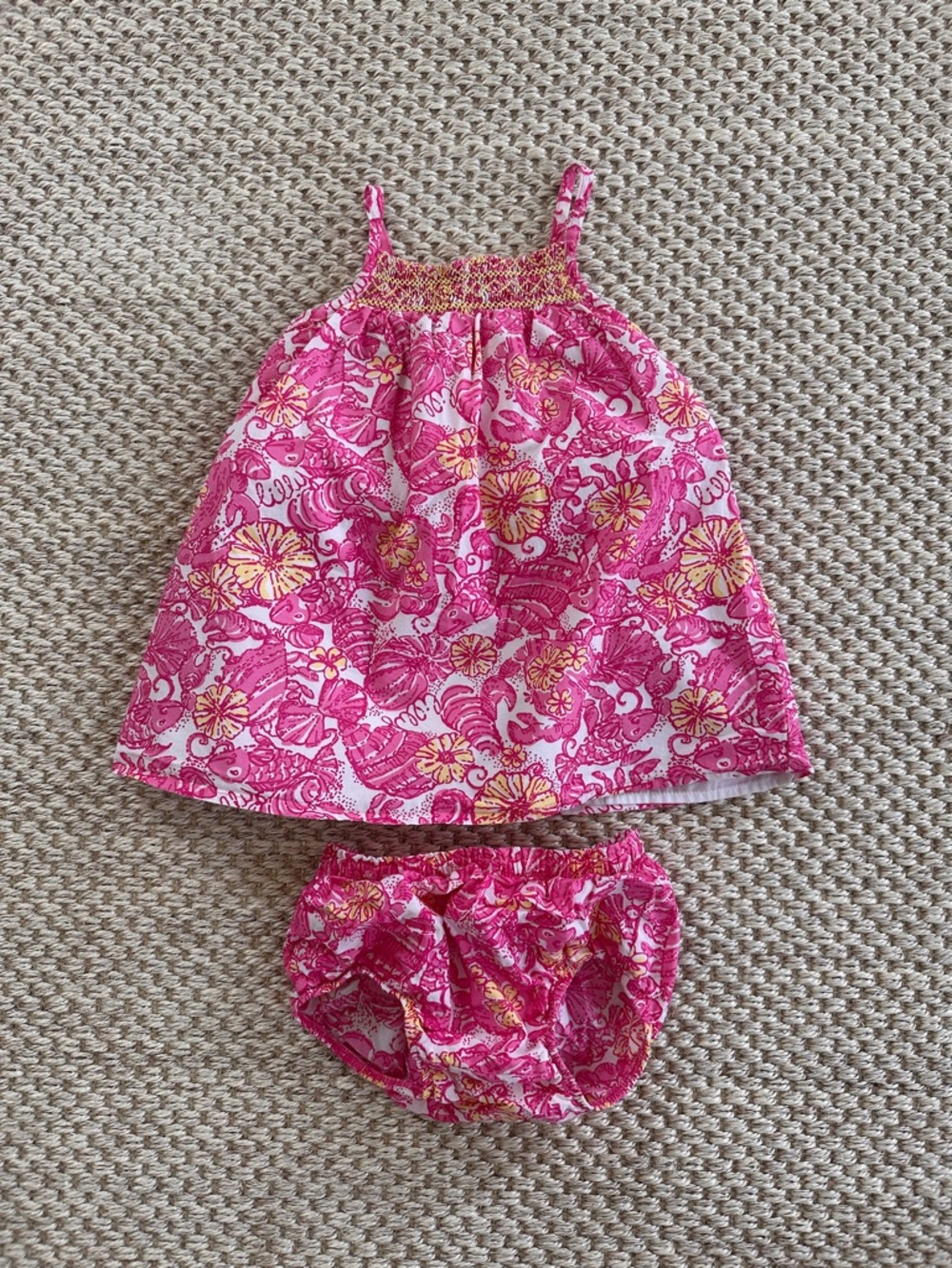 Lily Pulitzer Baby  Pink Floral Tank Dress & Bloomers Set